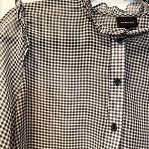 Gingham ruffle blouse